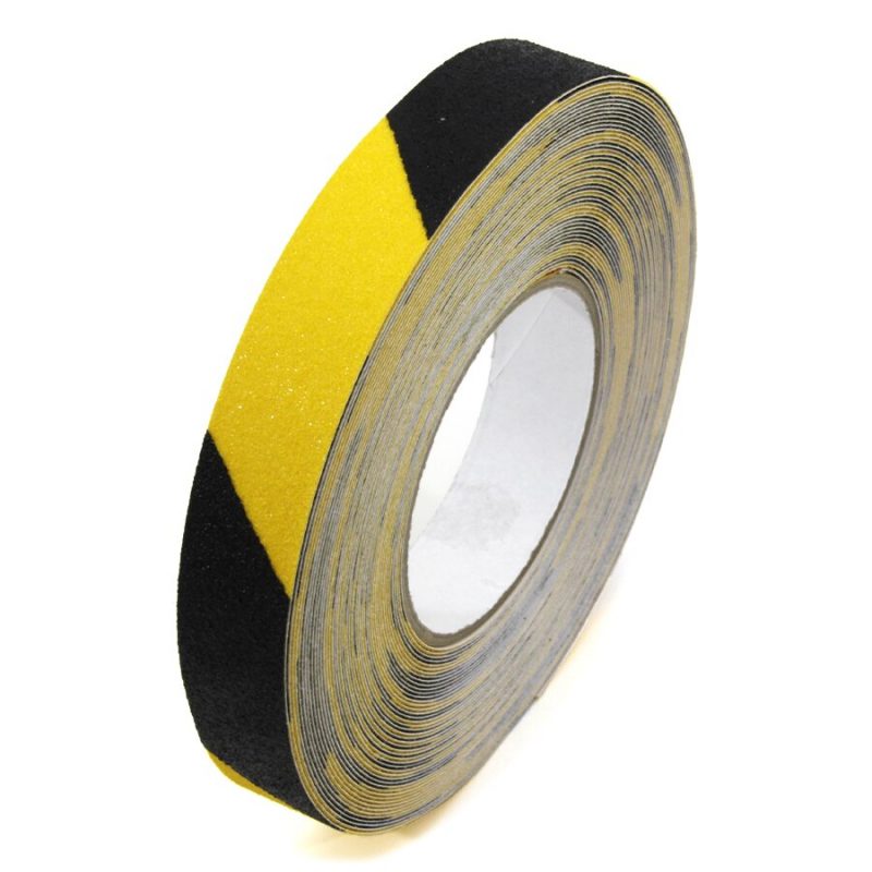Černo-žlutá korundová protiskluzová páska FLOMA Hazard Standard - 18,3 x 2,5 cm tloušťka 0,7 mm (cena za 1 ks)