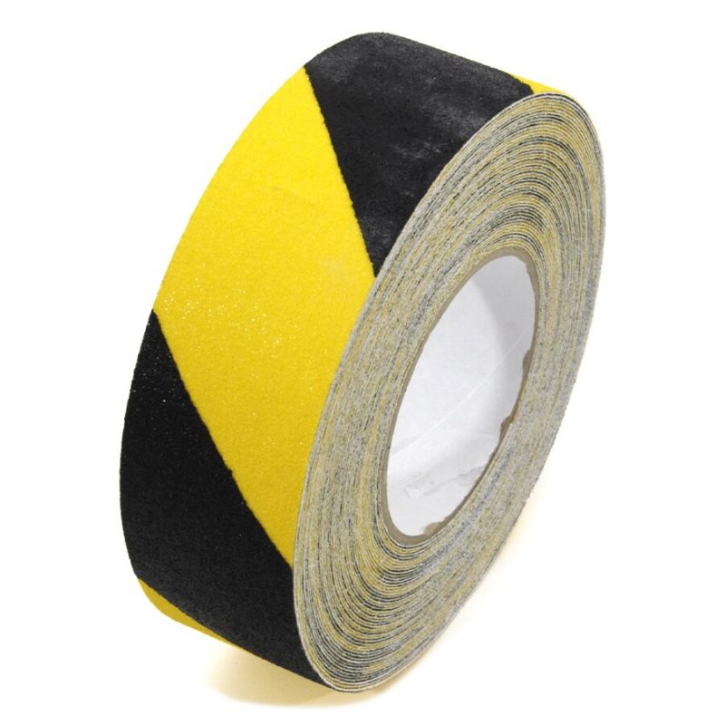 Černo-žlutá korundová protiskluzová páska FLOMA Hazard Standard - 18,3 x 5 cm tloušťka 0,7 mm (cena za 1 ks)