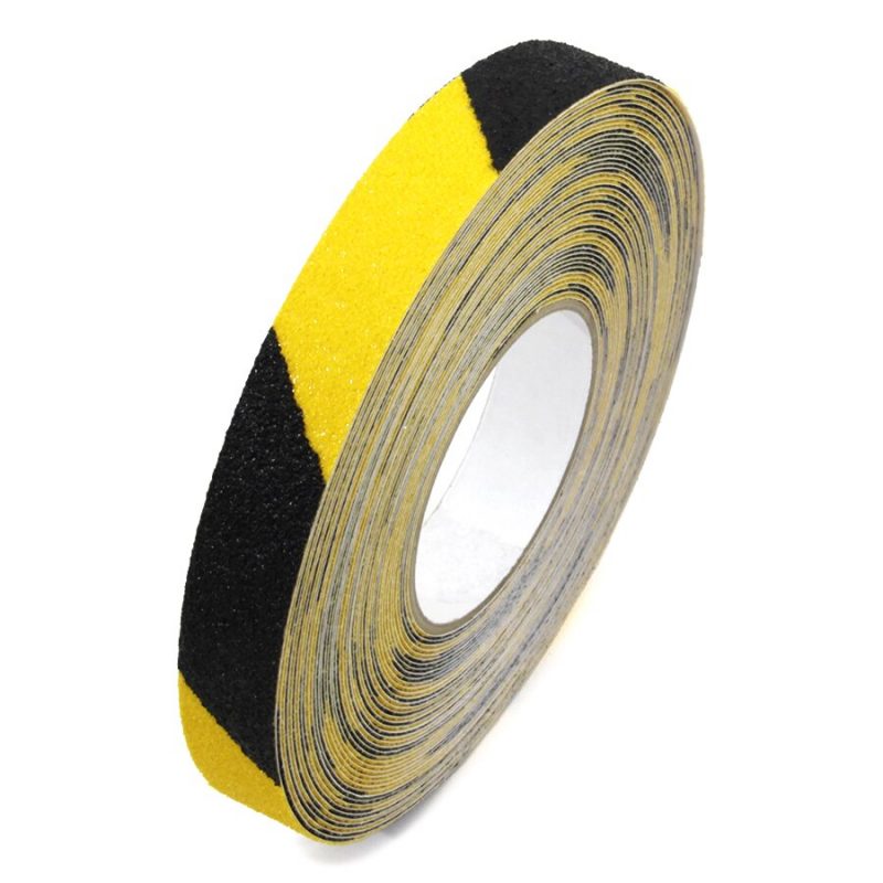 Černo-žlutá korundová protiskluzová páska FLOMA Super Hazard - 18,3 x 2,5 cm tloušťka 1 mm (cena za 1 ks)