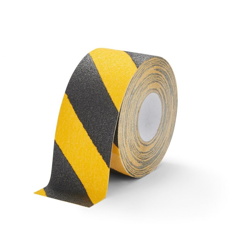 Černo-žlutá korundová protiskluzová páska FLOMA Hazard Super - 18,3 x 10 cm tloušťka 1 mm (cena za 1 ks)