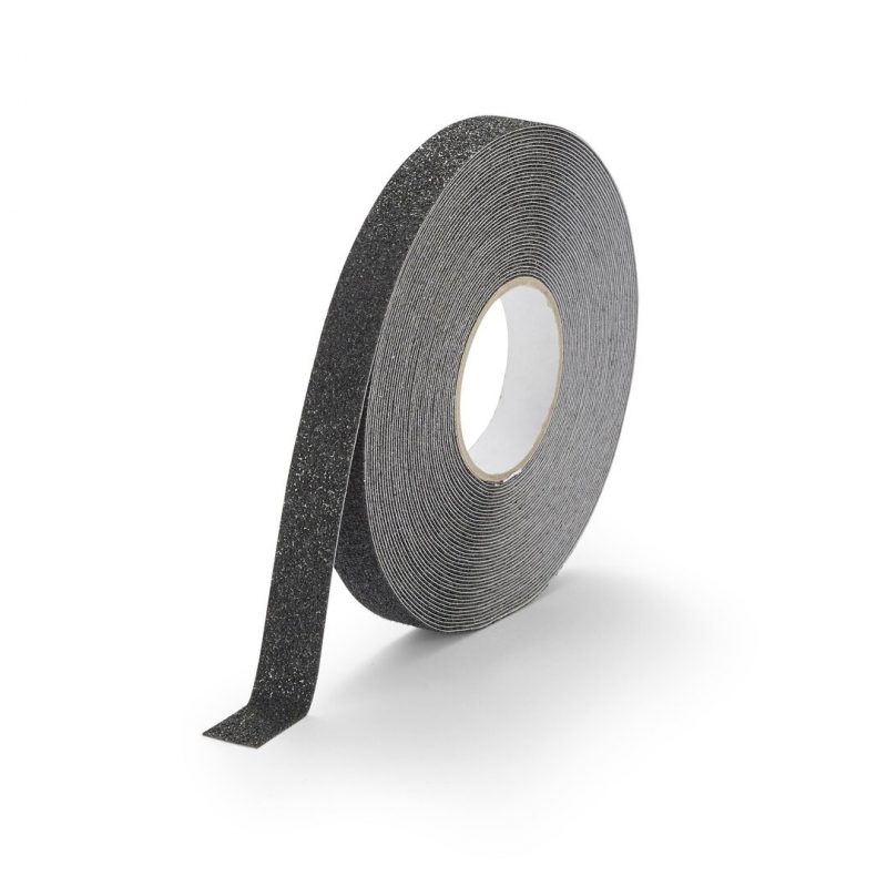 Černá korundová protiskluzová páska FLOMA Extra Super - 18,3 m x 2,5 cm a tloušťka 1 mm (cena za 1 ks)