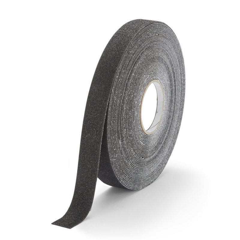 Černá korundová protiskluzová páska FLOMA Extra Thick - 18,3 m x 2,5 cm a tloušťka 2 mm (cena za 1 ks)