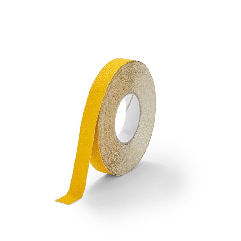 Žlutá korundová protiskluzová páska pro nerovné povrchy FLOMA Conformable - 18,3 x 2,5 cm tloušťka 1,1 mm (cena za 1 ks)