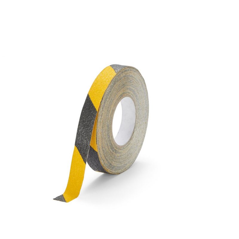 Černo-žlutá korundová protiskluzová páska pro nerovné povrchy FLOMA Conformable Hazard - 18,3 x 2,5 cm tloušťka 1,1 mm (cena za 1 ks)