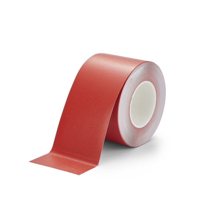 Červená plastová voděodolná protiskluzová páska FLOMA Resilient Standard - 18,3 m x 10 cm a tloušťka 1 mm (cena za 1 ks)