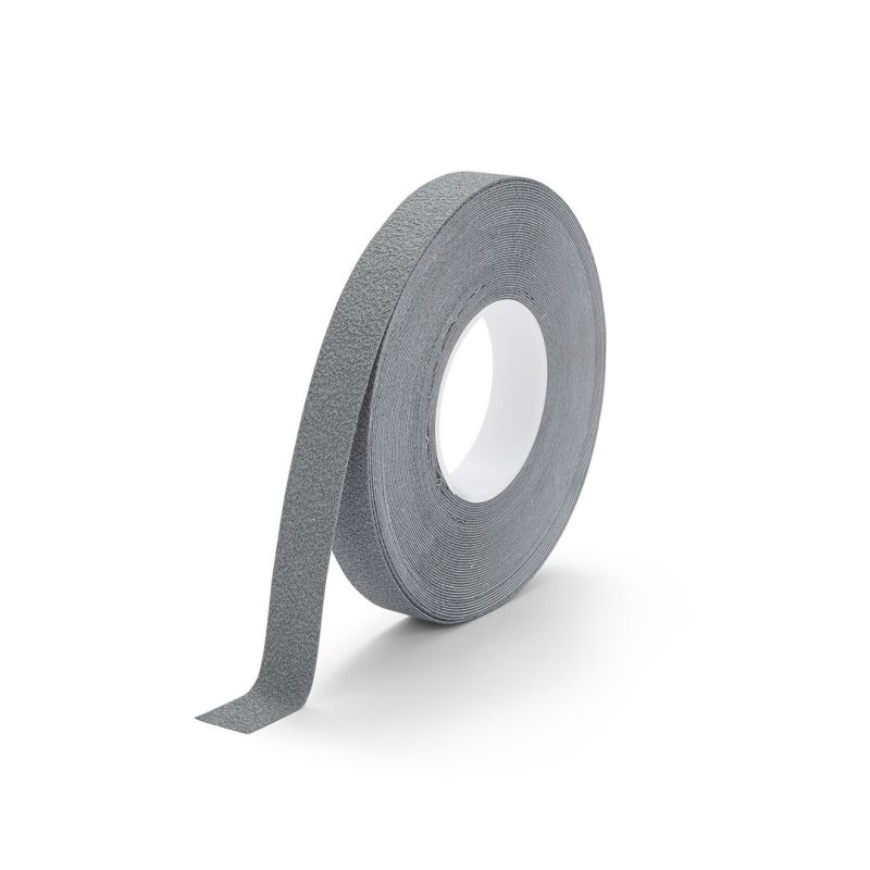Šedá plastová protiskluzová páska FLOMA Cushion Grip - 18,3 m x 2,5 cm a tloušťka 0,9 mm (cena za 1 ks)