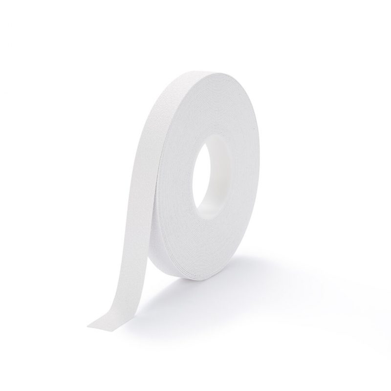 Bílá plastová voděodolná protiskluzová páska FLOMA Super Resilient - 18,3 m x 2,5 cm a tloušťka 1,3 mm (cena za 1 ks)
