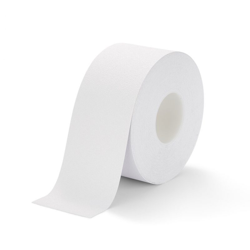 Bílá plastová voděodolná protiskluzová páska FLOMA Super Resilient - 18,3 m x 10 cm a tloušťka 1,3 mm (cena za 1 ks)