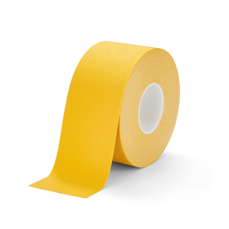 Žlutá plastová voděodolná protiskluzová páska FLOMA Super Resilient - 18,3 m x 10 cm a tloušťka 1,3 mm (cena za 1 ks)