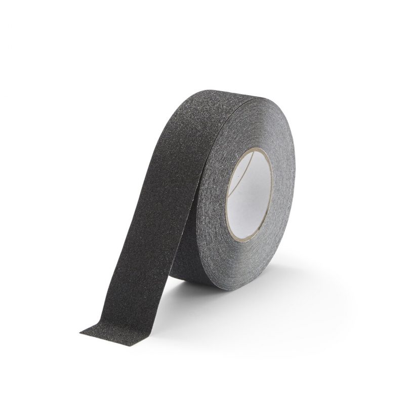 Černá korundová snímatelná protiskluzová páska FLOMA Standard Removable - 18,3 m x 5 cm a tloušťka 0,7 mm (cena za 1 ks)