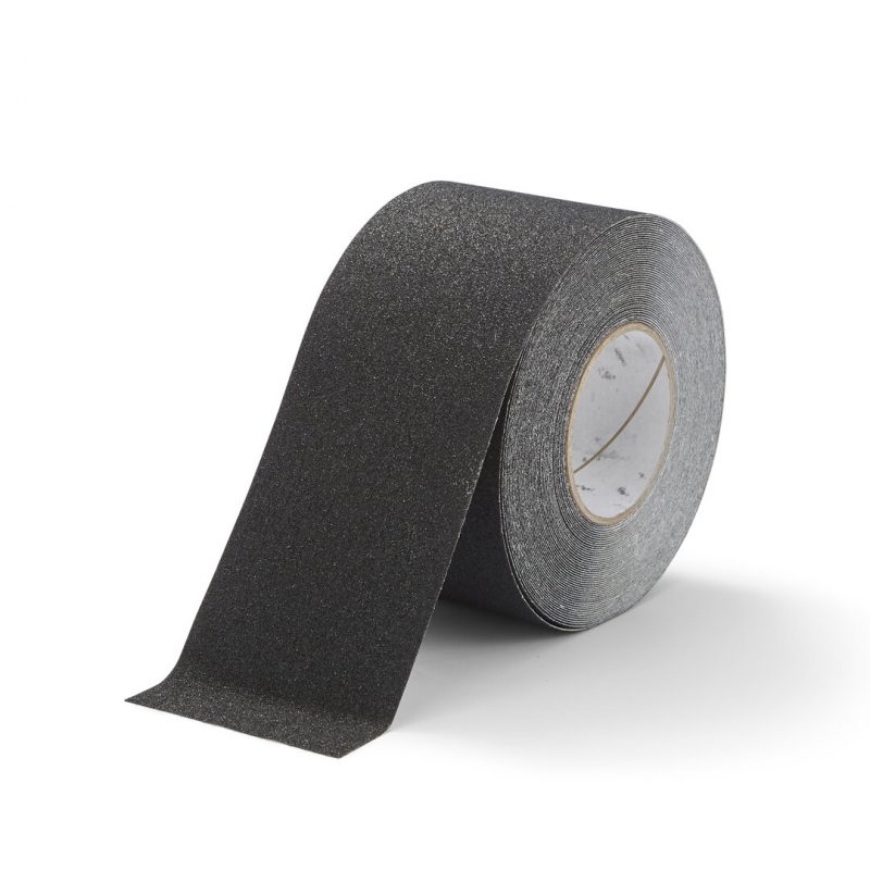 Černá korundová snímatelná protiskluzová páska FLOMA Standard Removable - 18,3 m x 10 cm a tloušťka 0,7 mm (cena za 1 ks)