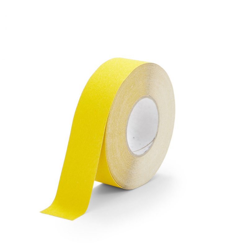 Žlutá korundová snímatelná protiskluzová páska FLOMA Standard Removable - 18,3 m x 5 cm a tloušťka 0,7 mm (cena za 1 ks)