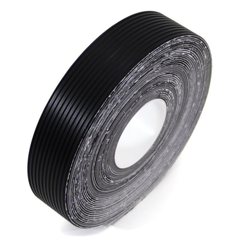 Černá gumová ochranná protiskluzová páska FLOMA Ribbed - 9,15 m x 5 cm a tloušťka 1,7 mm (cena za 1 ks)