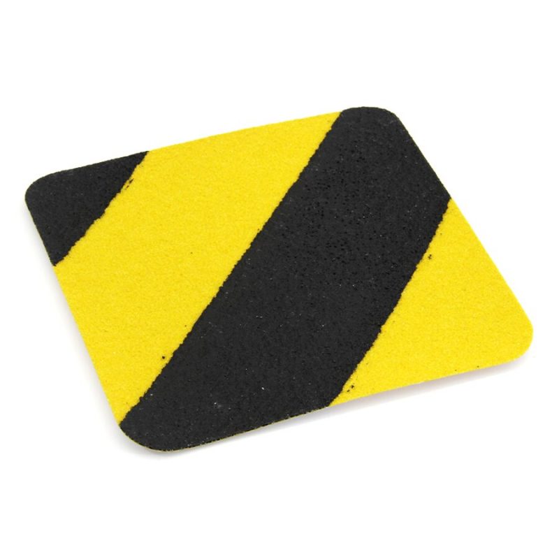 Černo-žlutá korundová protiskluzová páska (dlaždice) FLOMA Super Hazard - 14 x 14 cm a tloušťka 1 mm (cena za 1 ks)