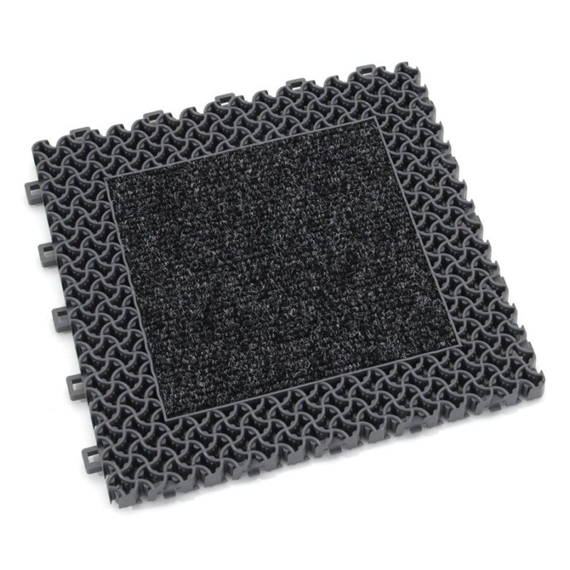 Šedá plastová textilní zátěžová vstupní rohož Modular 9900 - Aqua 95 - 30 x 30 x 2,19 cm (cena za 1 ks)