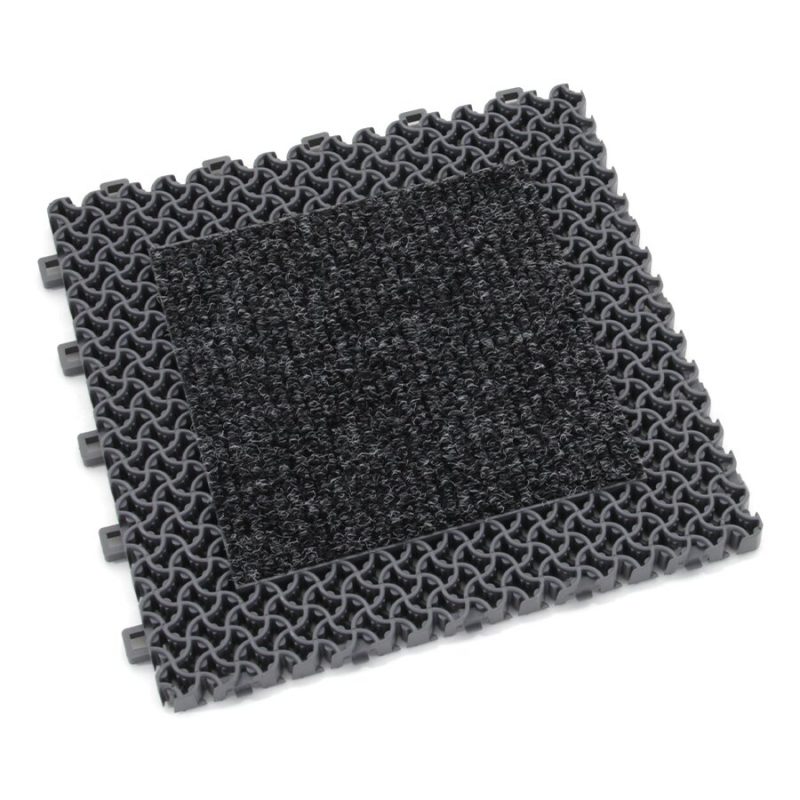 Šedá plastová textilní zátěžová vstupní rohož Modular 9900 - Aqua 75 - 30 x 30 x 2,19 cm (cena za 1 ks)