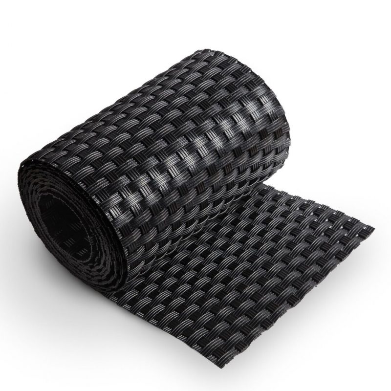 Černý plastový ratanový stínící pás \"umělý ratan\" - délka 255 cm a výška 19 cm (cena za 1 ks)
