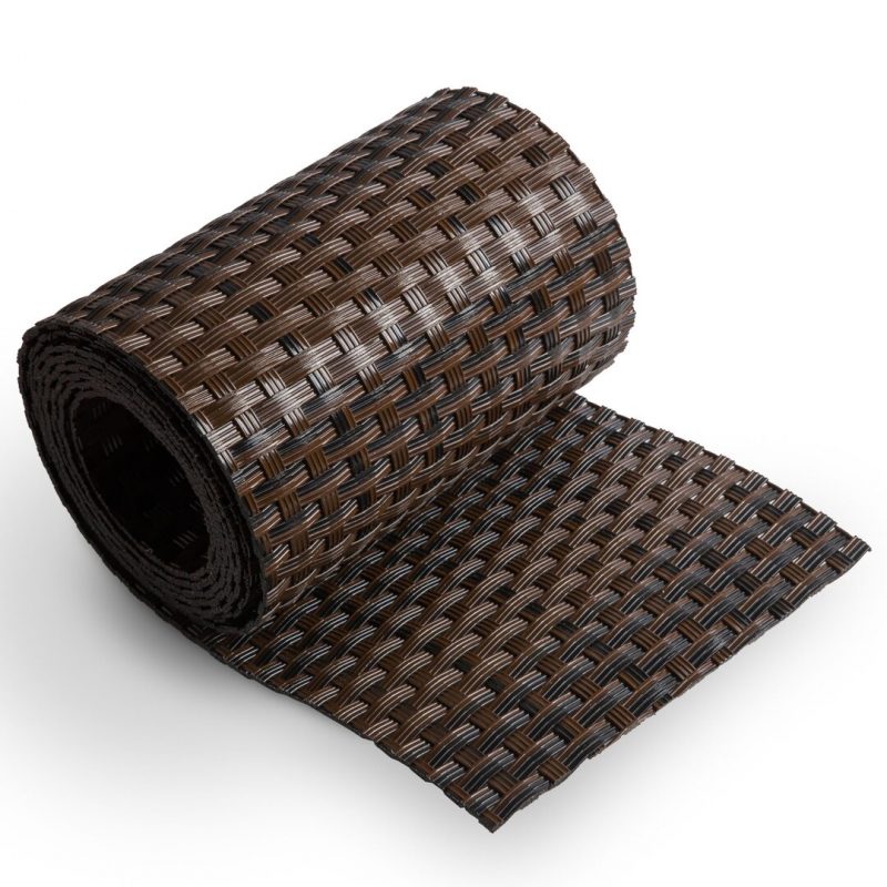 Černo-hnědý plastový ratanový stínící pás \"umělý ratan\" - délka 255 cm a výška 19 cm (cena za 1 ks)