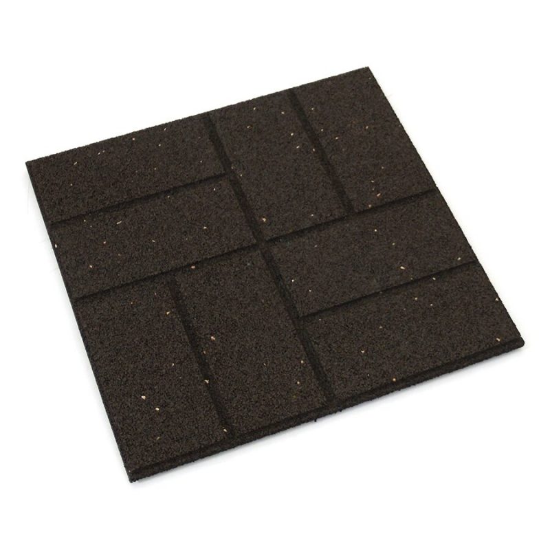 Hnědá gumová terasová dlažba FLOMA Cobblestone - 40,5 x 40,5 x 1,5 cm (cena za 1 ks)