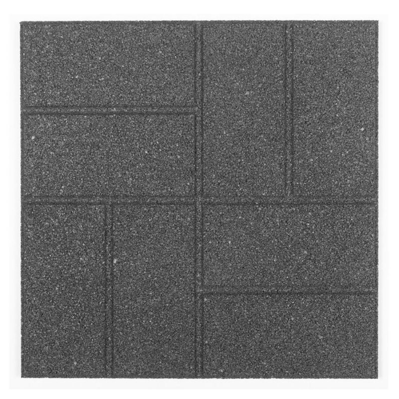 Šedá gumová terasová dlažba FLOMA Cobblestone - 40,5 x 40,5 x 1,5 cm (cena za 1 ks)