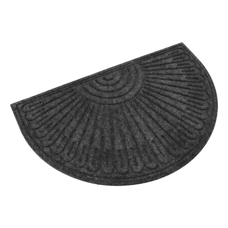 Šedá textilní gumová čistící půlkruhová vstupní rohož FLOMA Contours - 60 x 90 x 1,1 cm (cena za 1 ks)