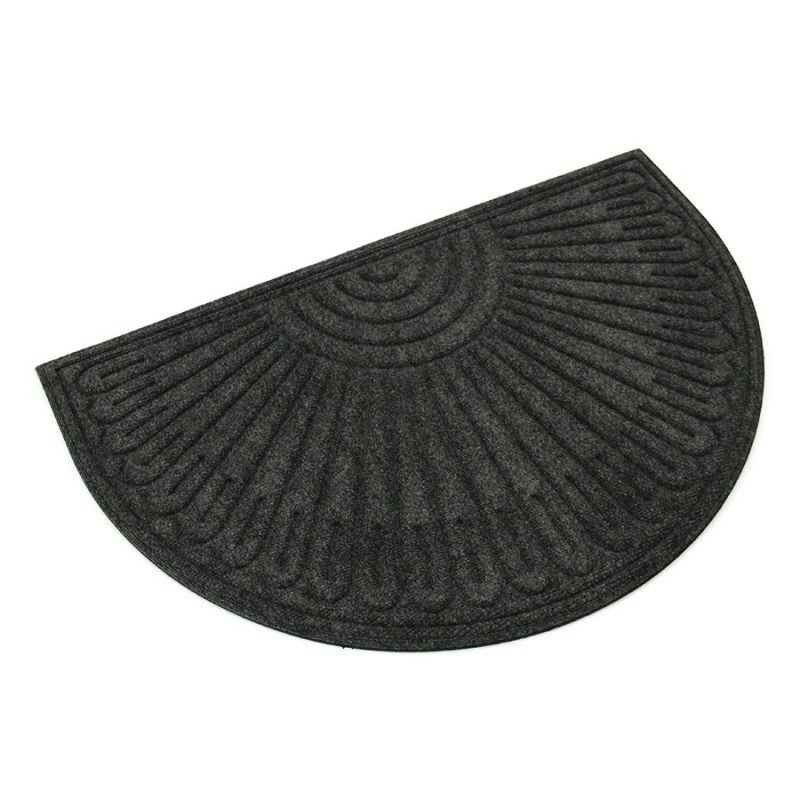 Antracitová textilní gumová čistící půlkruhová vstupní rohož FLOMA Contours - 60 x 90 x 1,1 cm (cena za 1 ks)