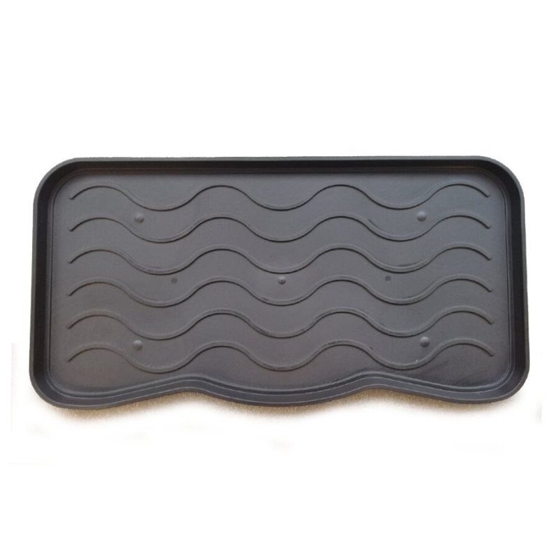 Černý plastový odkapávač na boty FLOMA Waves - 38 x 75 x 2,1 cm (cena za 1 ks)