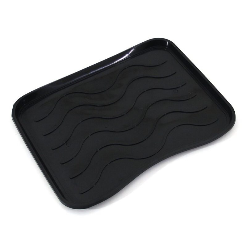 Černý plastový odkapávač na boty FLOMA Waves - 38 x 50 x 1,7 cm (cena za 1 ks)