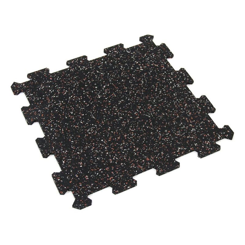 Černo-bílo-červená gumová modulová puzzle dlažba (střed) FLOMA FitFlo SF1050 - 47,8 x 47,8 x 0,8 cm (cena za 1 ks)