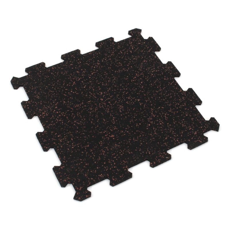 Černo-červená gumová modulová puzzle dlažba (střed) FLOMA FitFlo SF1050 - 47,8 x 47,8 x 0,8 cm (cena za 1 ks)