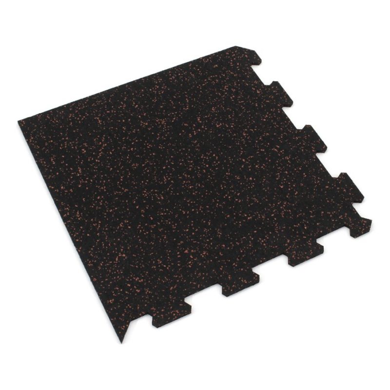 Černo-červená gumová modulová puzzle dlažba (roh) FLOMA FitFlo SF1050 - 47,8 x 47,8 x 0,8 cm (cena za 1 ks)