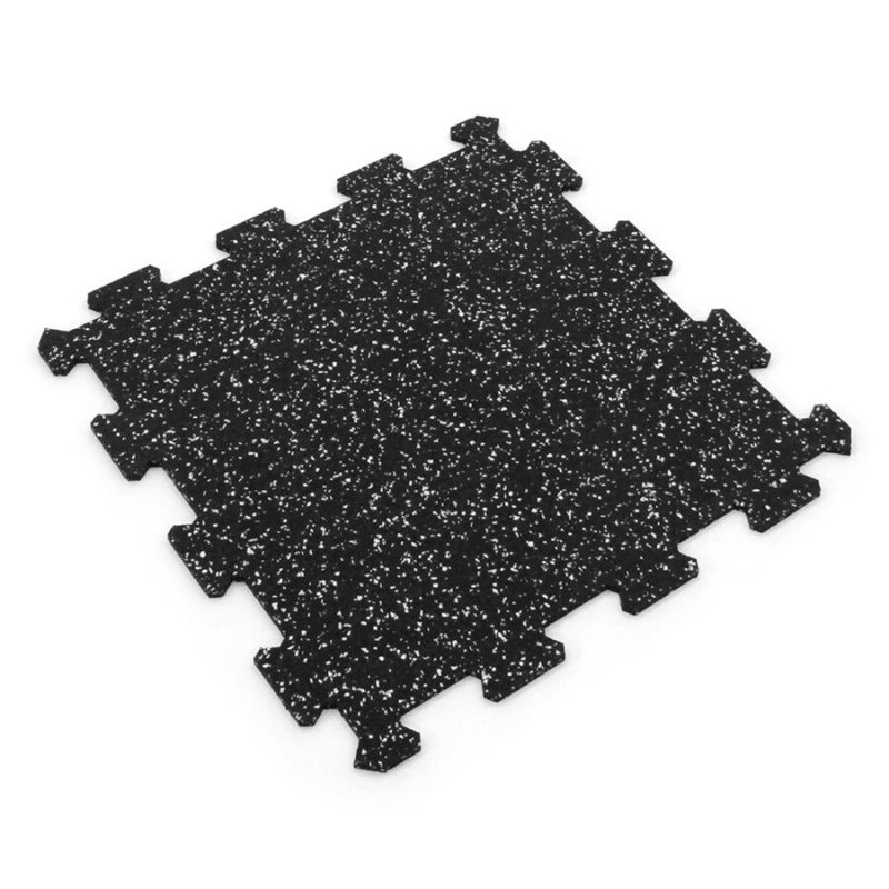 Černo-bílá gumová modulová puzzle dlažba (střed) FLOMA FitFlo SF1050 - 47,8 x 47,8 x 0,8 cm (cena za 1 ks)