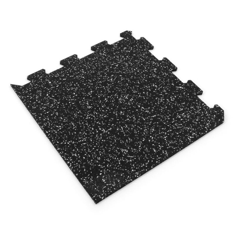 Černo-bílá gumová modulová puzzle dlažba (roh) FLOMA FitFlo SF1050 - 47,8 x 47,8 x 0,8 cm (cena za 1 ks)