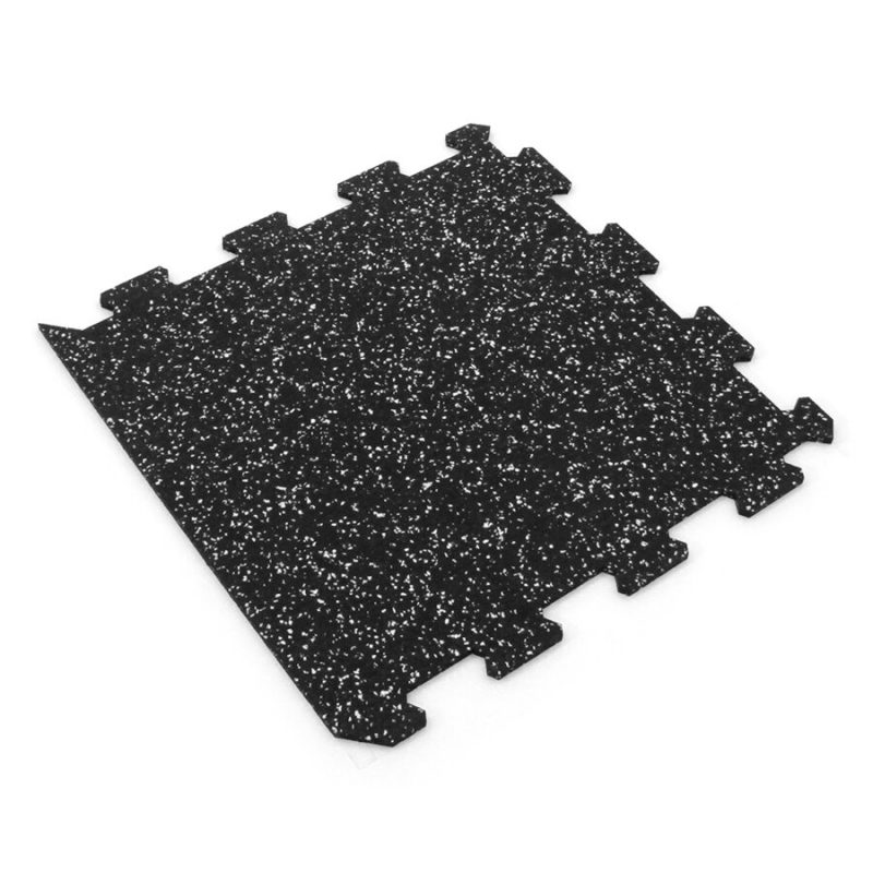 Černo-bílá gumová modulová puzzle dlažba (okraj) FLOMA FitFlo SF1050 - 47,8 x 47,8 x 0,8 cm (cena za 1 ks)