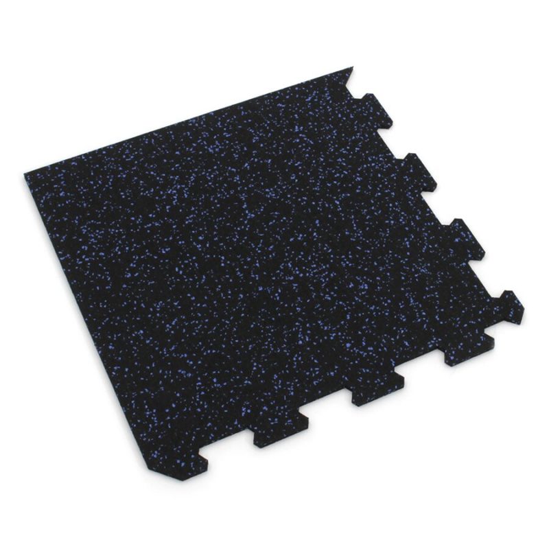 Černo-modrá gumová modulová puzzle dlažba (roh) FLOMA FitFlo SF1050 - 47,8 x 47,8 x 0,8 cm (cena za 1 ks)