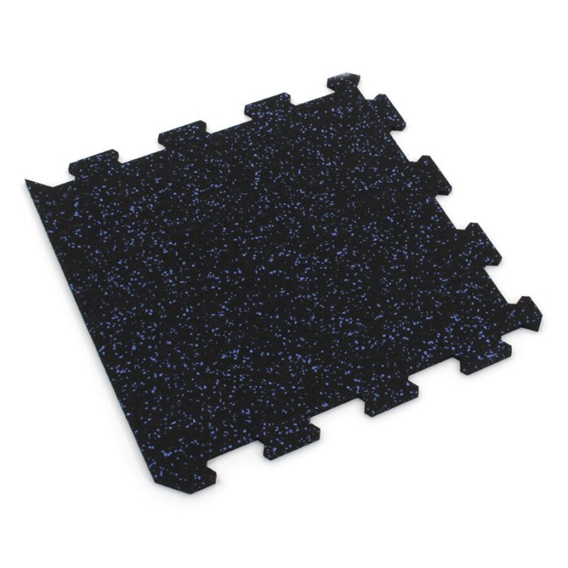 Černo-modrá gumová modulová puzzle dlažba (okraj) FLOMA FitFlo SF1050 - 47,8 x 47,8 x 0,8 cm (cena za 1 ks)