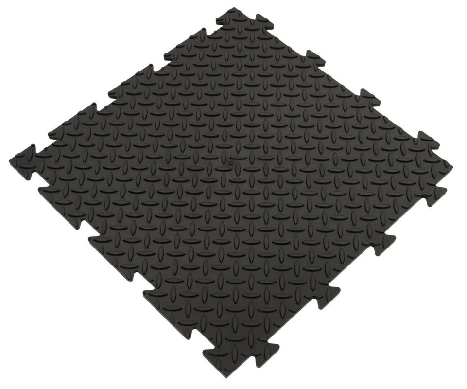 Černá PVC vinylová zátěžová puzzle protiskluzová dlažba Tenax - 47,5 x 47,5 x 0,8 cm (cena za 1 ks)