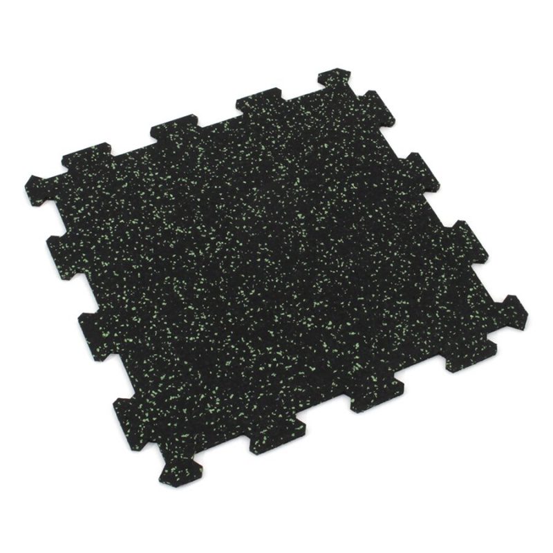 Černo-zelená gumová modulová puzzle dlažba (střed) FLOMA IceFlo SF1100 - 100 x 100 x 0,8 cm (cena za 1 ks)