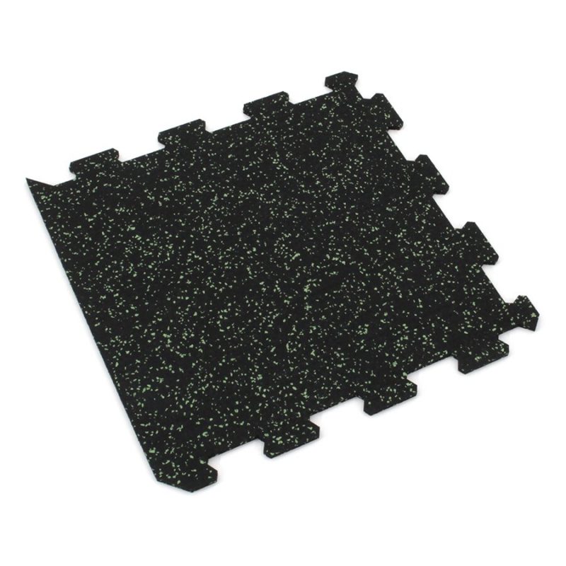 Černo-zelená gumová modulová puzzle dlažba (okraj) FLOMA IceFlo SF1100 - 100 x 100 x 0,8 cm (cena za 1 ks)