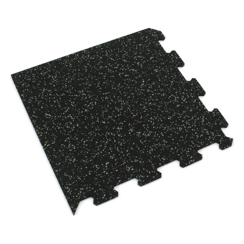 Černo-zelená gumová modulová puzzle dlažba (roh) FLOMA IceFlo SF1100 - 100 x 100 x 0,8 cm (cena za 1 ks)