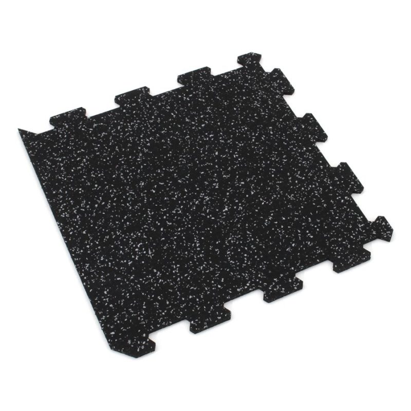 Černo-šedá gumová modulová puzzle dlažba (okraj) FLOMA IceFlo SF1100 - 100 x 100 x 0,8 cm (cena za 1 ks)