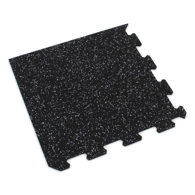 Černo-šedá gumová modulová puzzle dlažba (roh) FLOMA IceFlo SF1100 - 100 x 100 x 0,8 cm (cena za 1 ks)