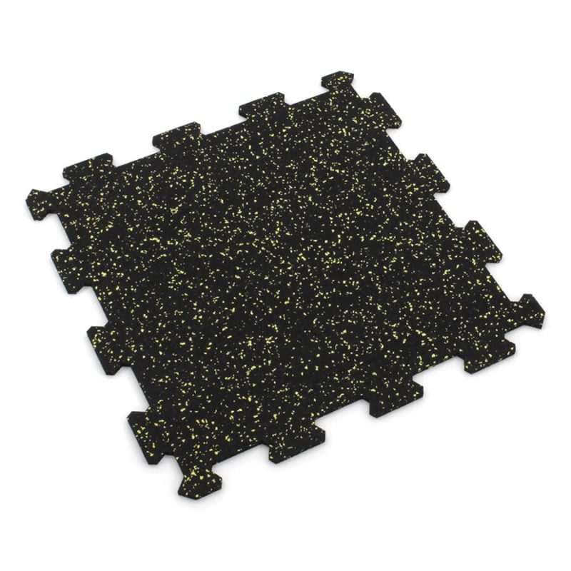 Černo-žlutá gumová modulová puzzle dlažba (střed) FLOMA IceFlo SF1100 - 100 x 100 x 0,8 cm (cena za 1 ks)