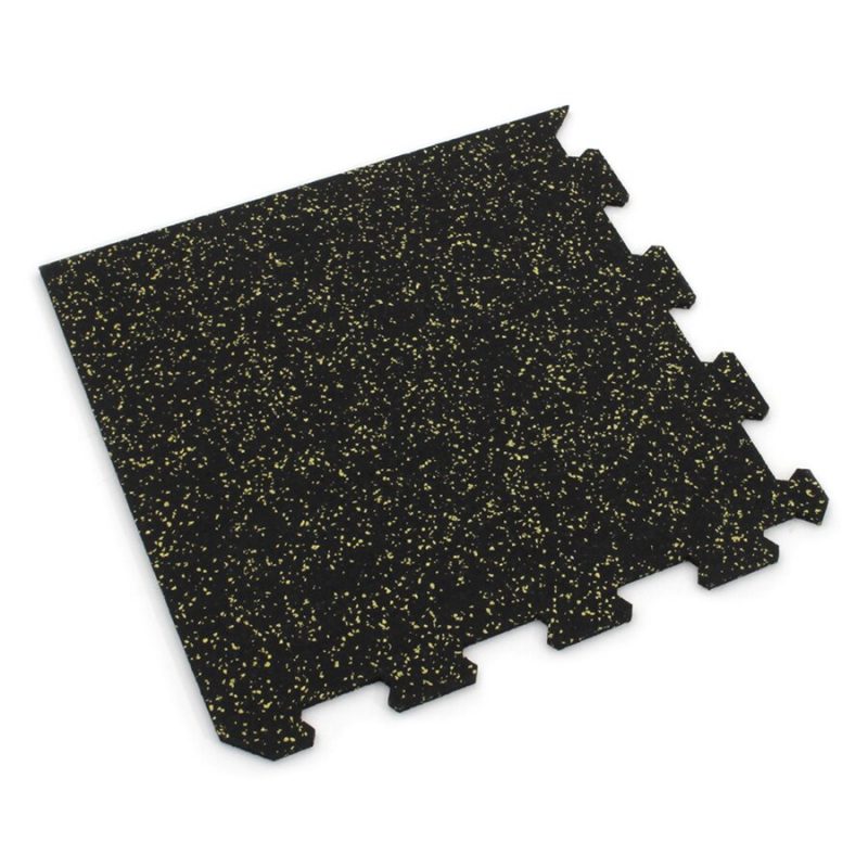 Černo-žlutá gumová modulová puzzle dlažba (roh) FLOMA IceFlo SF1100 - 100 x 100 x 0,8 cm (cena za 1 ks)