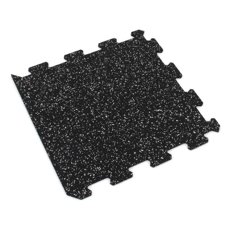 Černo-bílá gumová modulová puzzle dlažba (okraj) FLOMA IceFlo SF1100 - 100 x 100 x 0,8 cm (cena za 1 ks)