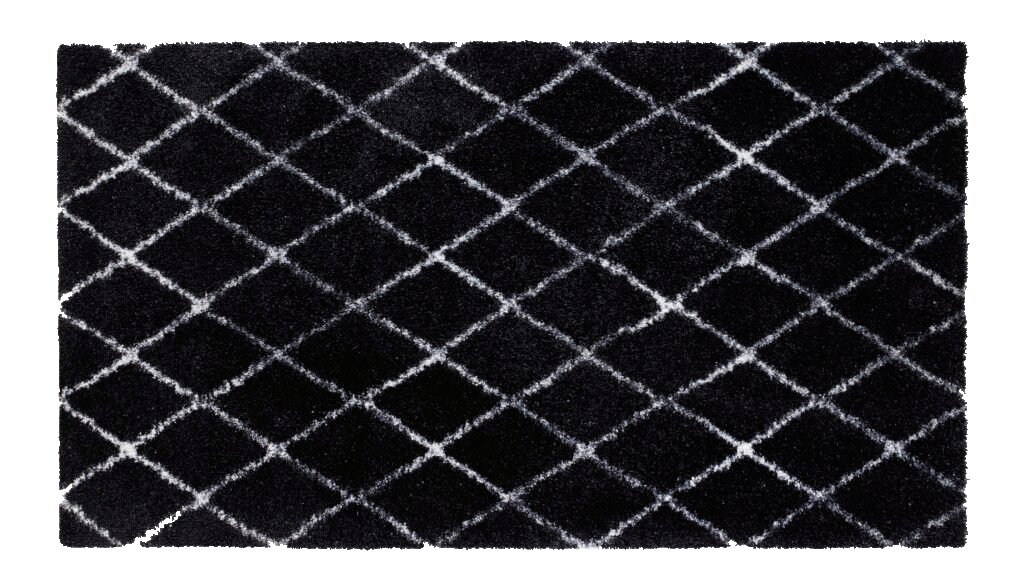 Černá vnitřní čistící pratelná vstupní rohož FLOMA Lima Rectangle - Rhombus - 67 x 120 x 0,7 cm (cena za 1 ks)