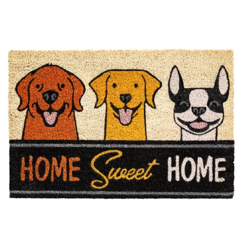 Kokosová vnitřní čistící vstupní rohož FLOMA Ruco Happy Dogs Home Sweet Home - 40 x 60 x 1,5 cm (cena za 1 ks)