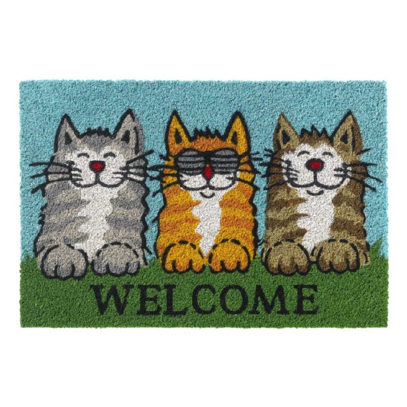 Kokosová vnitřní čistící vstupní rohož FLOMA Ruco Welcome Cats - 40 x 60 x 1,5 cm (cena za 1 ks)