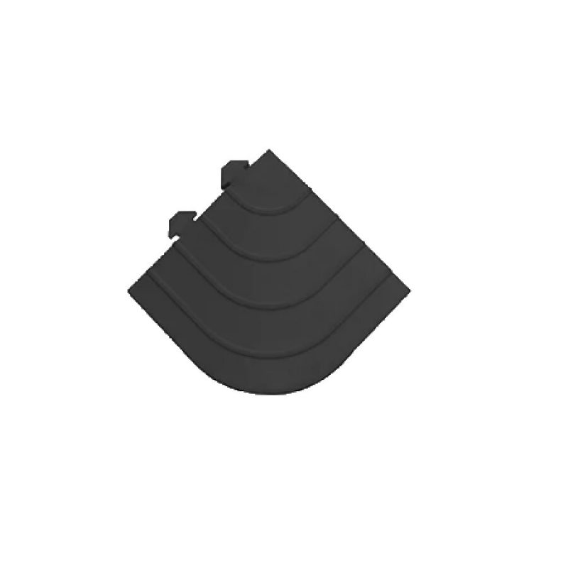 Černá gumová rohová náběhová hrana pro rohože Premium Fatigue - 15 x 15 x 2,4 cm (cena za 1 ks)