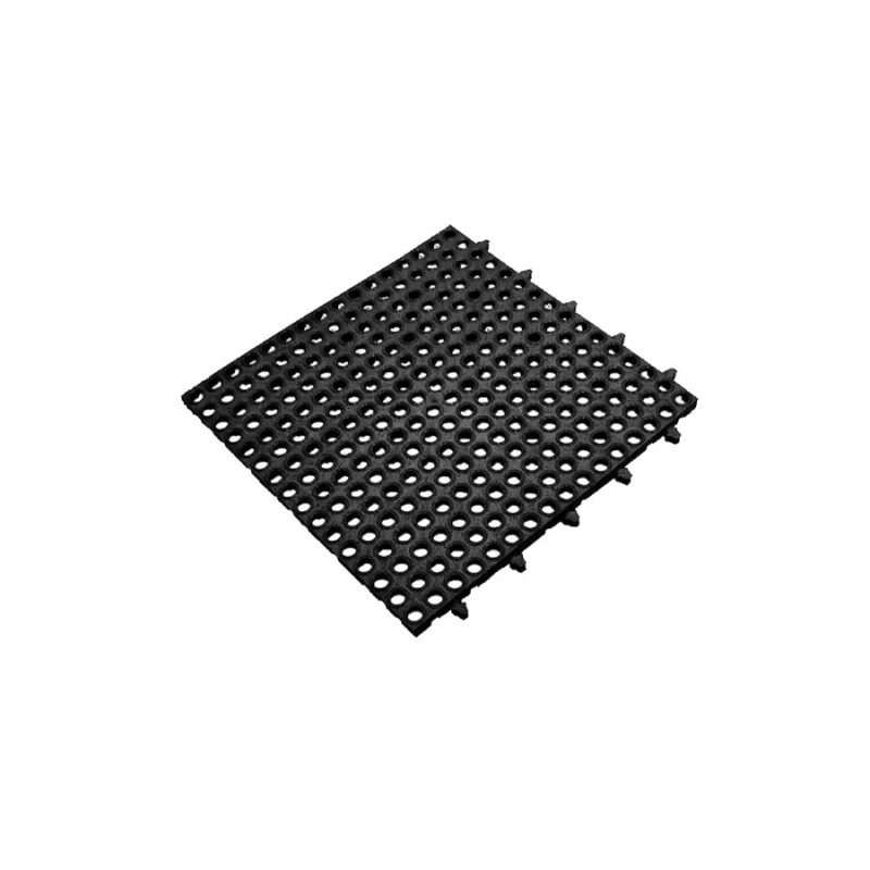 Černá gumová děrovaná protiskluzová rohož Tough - 48 x 48 x 2 cm (cena za 1 ks)